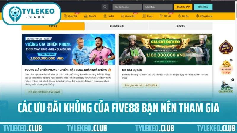 Five88 - nhà cái thể thao uy tín được dân cá cược tin dùng 7 Các ưu đãi khủng của five88 bạn nên tham gia