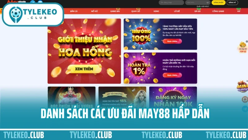 May88 - thương hiệu nhà cái uy tín trong cá cược thể thao 8 Danh sách các ưu đãi may88 hấp dẫn