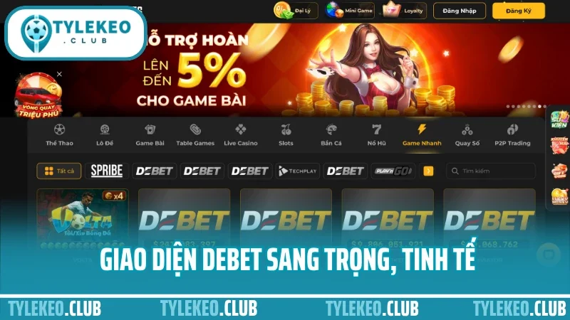 Debet - sân chơi cá cược thể thao an toàn và uy tín nhất 2025 3 Giao diện debet sang trọng, tinh tế