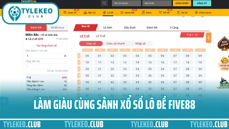 Five88 - nhà cái thể thao uy tín được dân cá cược tin dùng 2 Làm giàu cùng sảnh xổ số lô đề five88