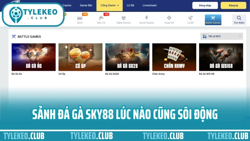 Sky88 - nhà cái cá cược thể thao hàng đầu khu vực 8 Sảnh đá gà sky88 lúc nào cũng sôi động, kịch tính