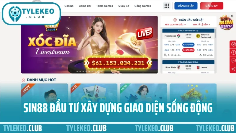 Sin88 - nhà cái uy tín đáng tin cậy cho tín đồ thể thao 3 Sin88 đầu tư xây dựng giao diện web sống động