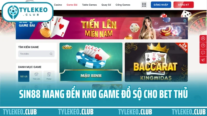 Sin88 - nhà cái uy tín đáng tin cậy cho tín đồ thể thao 5 Sin88 mang đến kho game đồ sộ cho bet thủ