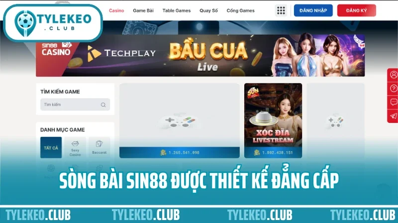 Sin88 - nhà cái uy tín đáng tin cậy cho tín đồ thể thao 6 Sòng bài sin88 được thiết kế đẳng cấp