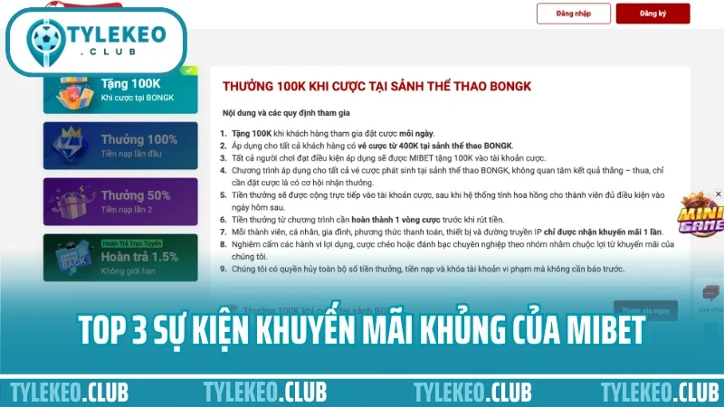 Mibet - địa chỉ cá cược thể thao uy tín được đánh giá cao 9 Top 3 sự kiện khuyến mãi khủng của mibet
